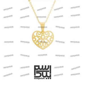 آویز قلب (استیل، رنگ ثابت، آبکاری طلایی) کد 41342