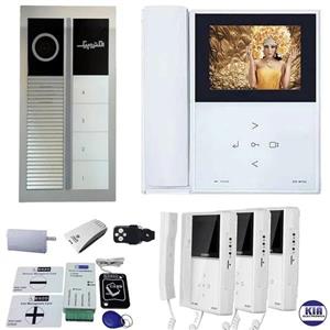 پکیج آیفون تصویری چهار واحدی با ماژول الکتروپیک مدل 592 با پنل رندا سفید