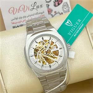 ساعت مردانه برند ویگوئر  صفحه مربعی بند استیل رنگ ثابت دارای تاریخ ماه و در چند رنگ زیبا 