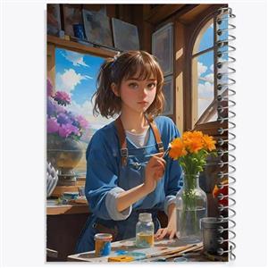 دفتر زبان دو خط 50 برگ خندالو طرح دختر نقاش