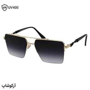 عینک آفتابی Chrome Hearts با فریم طلایی، شکل مربعی، طرح نیم‌فریم و لنز دودی سایه روشن مدل 22320