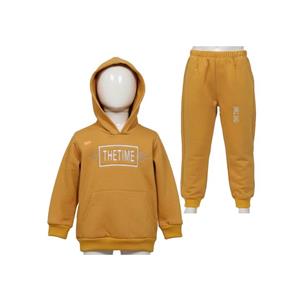 ست هودی و شلوار بچگانه اسپرت داخل کرک مدل TIME سبز(4-8سال)