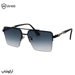 عینک آفتابی کروم هارتز با فریم مشکی رنگ، شکل مربعی، طرح نیم‌فریم و لنز آبی سایه روشن مدل 22320