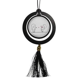 آویز تزئینی خودرو مدل دو طرفه طرح پسر و دختر و قلب کد 1014