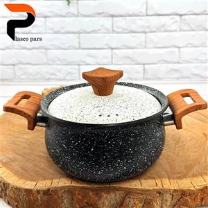 قابلمه 16 دسته چوبی گرانیتی مشکی سفید هاناتک