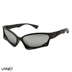 عینک آفتابی Balenciaga با فریم فانتزی، رنگ قهوه‌ای، بیضی شکل و لنز آینه‌ای نقره‌ای رنگ مدل 19649
