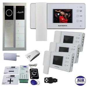 پکیج آیفون تصویری چهار واحدی 1196 سفید با پنل رندا همراه ماژول