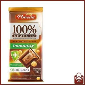 شکلات شیری کریسپی بدون قند پوبدا 100 درصد 100گرم-pobeda milk chocolate and crispy