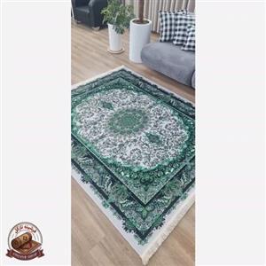 فرشینه سبز جنس مخمل مدرن استُپ دار (ابعاد دلخواه) h555
