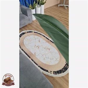 فرشینه بیضی مدرن طرح جدید جنس رویه مخمل هازان ترک