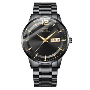 OLMECA Men's Watches Fashion Simple Watches Ultra Thin Wristwatches Waterproof Quartz Women Watches Chronograph Watch for Men Black 