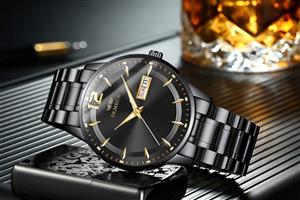 OLMECA Men's Watches Fashion Simple Watches Ultra Thin Wristwatches Waterproof Quartz Women Watches Chronograph Watch for Men Black 