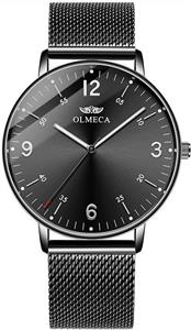 OLMECA Men's Watches Fashion Simple Watches Ultra Thin Wristwatches Waterproof Quartz Women Watches Chronograph Watch for Men Black 