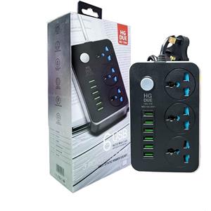 چند راهی برق USB دار مدل HG-DUE-136U با 3 عدد پریز وطول کابل 2 متر