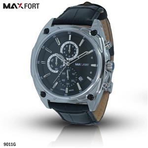 ساعت مکس فورت MAXFORT مدل 9011G ساعت مردانه بند چرمی