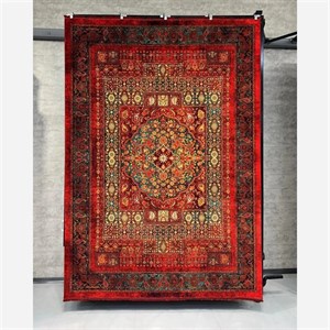 فرش ماشینی 1200 شانه زمینه کرم خاکی حاشیه سبز طرح هلنا کد25NH0010