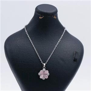گردنبند طرح گل نقره ای نگینی استیل کد73935 