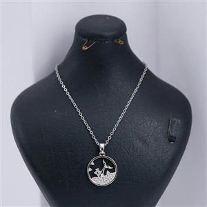 گردنبند دخترانه نگین دار نقره ای دم وال کد 73919