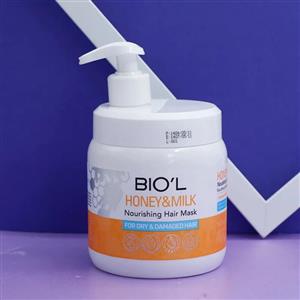 عمده فروشی ماسک موی بیول BIOL حاوی عسل و پروتئین شیر مناسب موی خشک و آسیب دیده 500 میل 92526