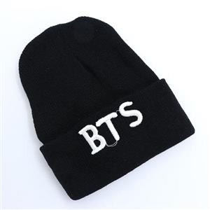 کلاه بافت لب برگرد BTS رنگ مشکی 60621 کد 19