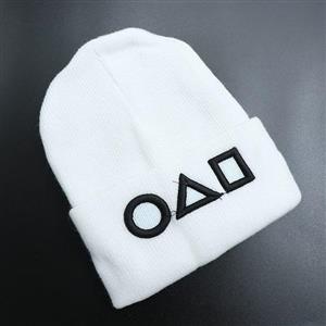 کلاه بافت لب برگرد طرح بازی مرکب رنگ سفید 60621 کد 1