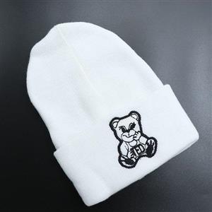 کلاه بافت لب برگرد طرح تدی رنگ سفید 60621 کد 6