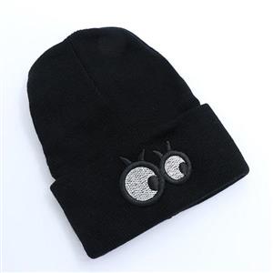 کلاه بافت لب برگرد طرح چشم رنگ مشکی 60621 کد 27