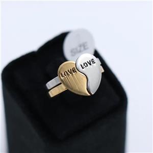 انگشتر قلبی جفتی LOVE سایز 17 طلایی نقره ای 71076