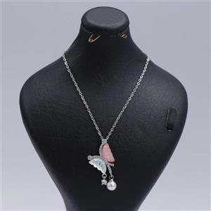 گردنبند دخترانه طرح پروانه رنگی آویزدار نقره ای 73921
