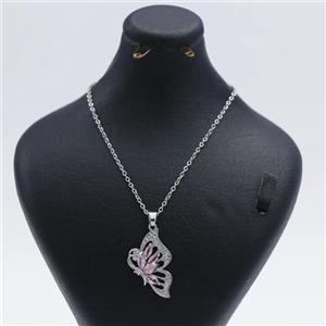 گردنبند دخترانه طرح پروانه کریستالی نقره ای نگین دار 73935
