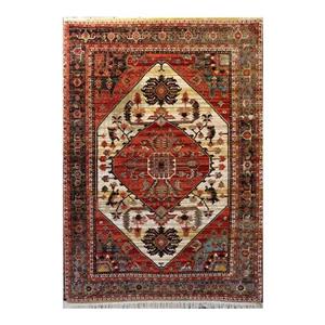 فرش ماشینی 700 شانه زمینه کرم حاشیه کرم مدل شاهکار نوین کد YN-N124-2509