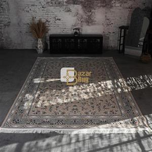 فرش ماشینی 1200 شانه تراکم 3600 گل برجسته طرح آوین بژ