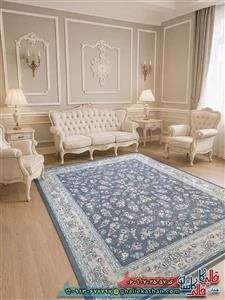 فرش 700 شانه طرح افشان ژینوس رنگ طوسی دودی کاشان
