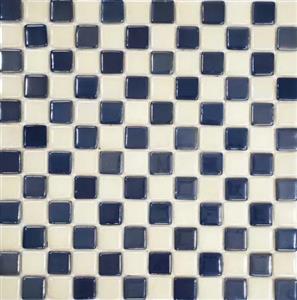 کاشی استخری ایلدیز برند میراک طرح شطرنجی سفید آبی تیره سایز 2/5*2/5