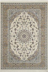 فرش 700 شانه زمرد مشهد نقشه لچک و ترنج کد 14000 کرم تراکم 2100