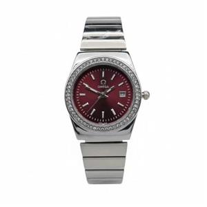 ساعت امگا دورنگین استیل صفحه آلبالویی (چری) زنانه