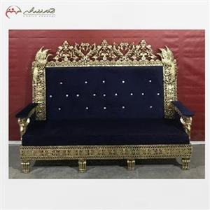 مبل 7 نفره برنزی کف دوبل طرح طاووس بدنه کار شده با رنگ ثابت، طراحی جدید