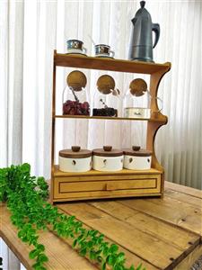 استند سه طبقه کشو دار چوبی