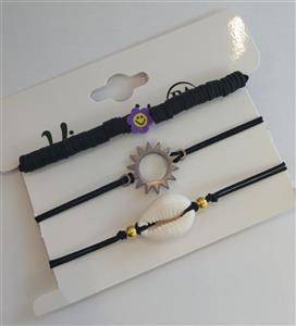 دستبند بافت سه تایی خورشید و صدف