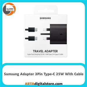 شارژر 25 وات سه پین به همراه کابل USB-C اصل