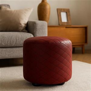 پاف پایه دار چرمی گلدوزی شده سایز 35×38 سانتی‌متر | برندبابل‌کارپت