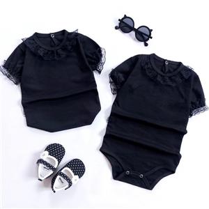 تیشرت تک دخترانه مشکی گیپور کد 491