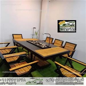 مبلمان باغی با آتشدان مستطیل مدل راکسا