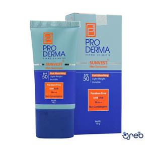 کرم ضد آفتاب بی رنگ پرودرما مخصوص آقایان SPF50 حجم 40 میلی لیتر