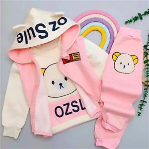 ست 3 تیکه دخترانه اسپرت جنسش دروس پنبه داخل کرکی