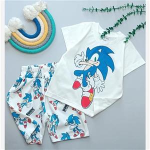 ست راحتی تیشرت شلوارک پسرانه سونیک جنس نخ پنبه درجه 1