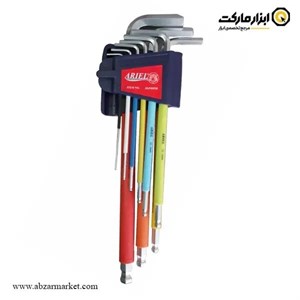 ست 9 عددی آچار آلن شش گوش H فوق بلند ته گرد کمری جنس S2 مگنتی آریل ARIEL مدل ALF0997B
