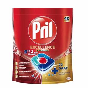 قرص ماشین ظرفشویی 5 در 1 پریل مدل Excellence بسته 40 عددی