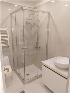 کابین دوش فریم نقره‌ای کشویی | شیشه سکوریت ۶ میل | لوتوس