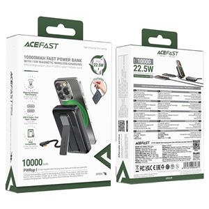 پاوربانک وایرلس 10000 مگ سیف ایس فست ACEFAST M24 توان 22.5 وات همراه با کابل متصل و استند